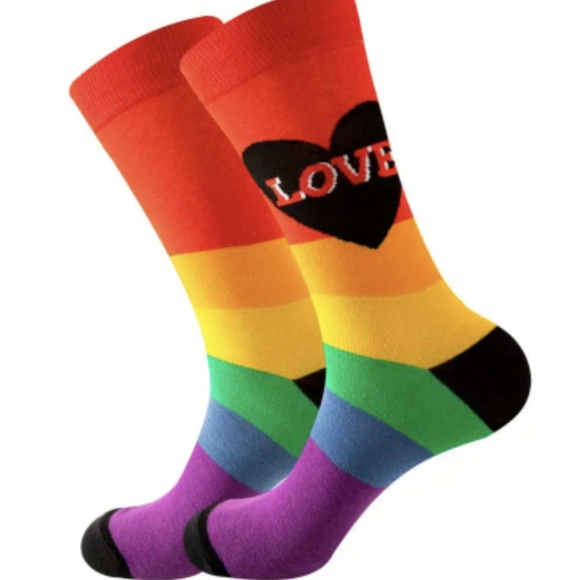 Accessories - 🌈PRIDE 2024🌈 5 for $20 Cotton Socks!  black 🖤 on red, & love in heart